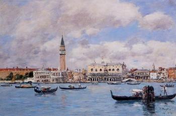 尤金 佈丹 Venice, the Campanile, the Ducal Palace and the Piazzetta